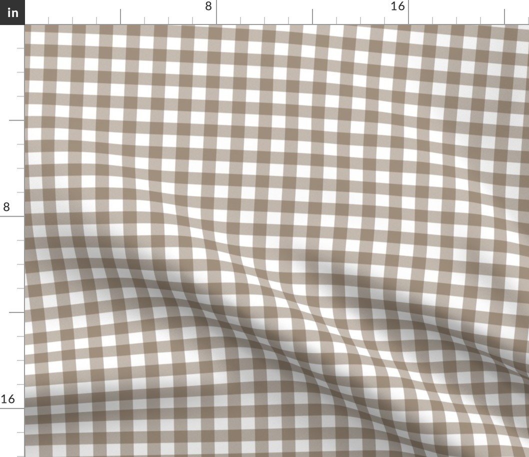 Mushroom Color Classic Small Half Inch Gingham Check Tartan Plaid Fabric