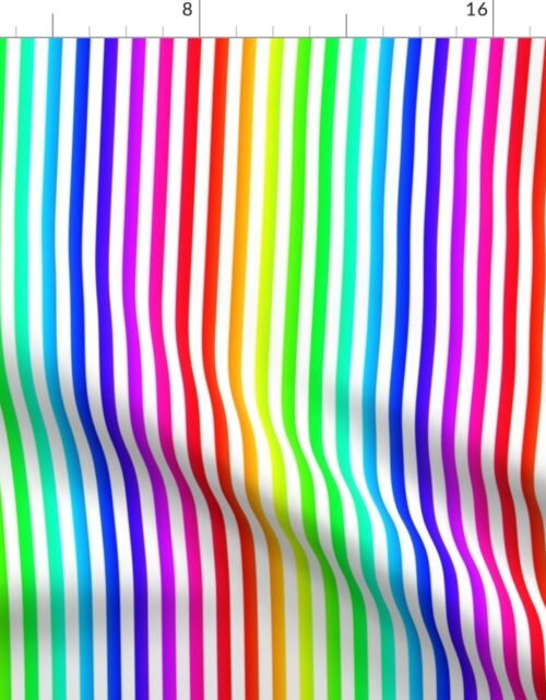 Neon Rainbow Ombre Stripes Fabric