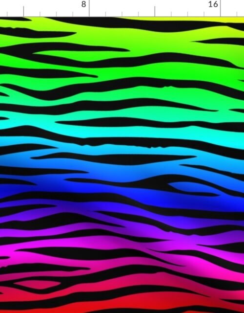 Neon Rainbow Zebra Stripes Animal Print Fabric