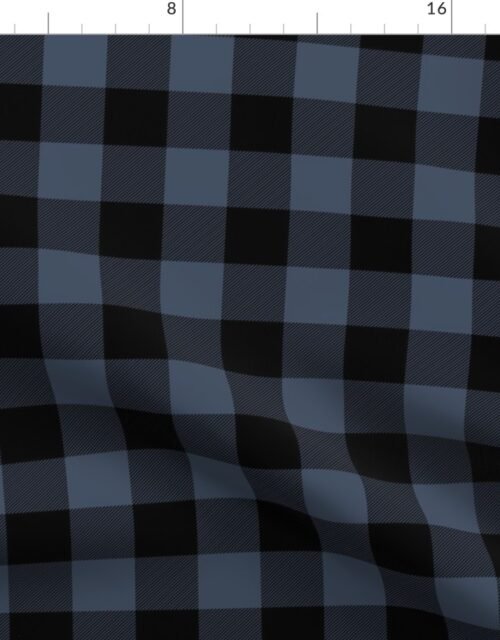 Night Black and Storm Blue Buffalo Check Gingham Fabric