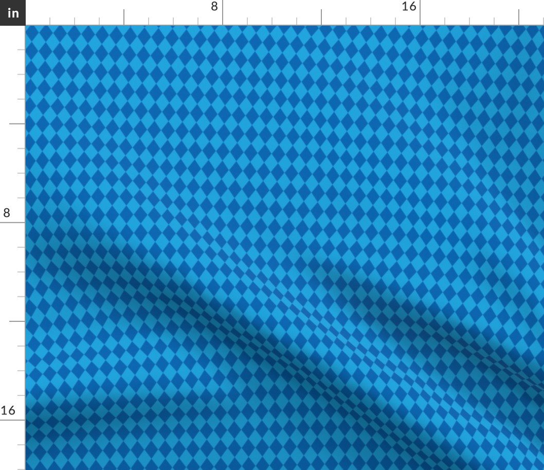 Oktoberfest 1/2 inch Bavarian Beer House Blue and Dark Blue Large Diagonal Diamond Pattern Fabric