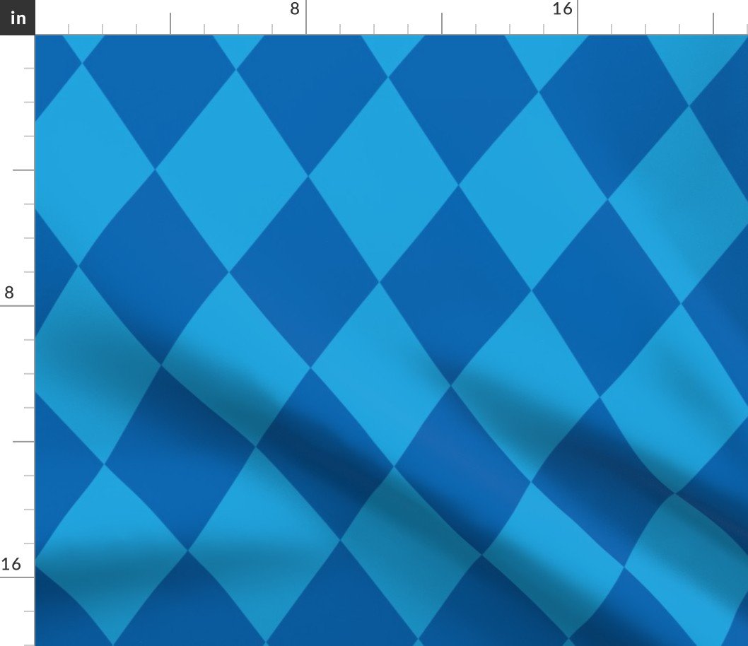 Oktoberfest 4 inch Bavarian Beer House Blue and Dark Blue Large Diagonal Diamond Pattern Fabric