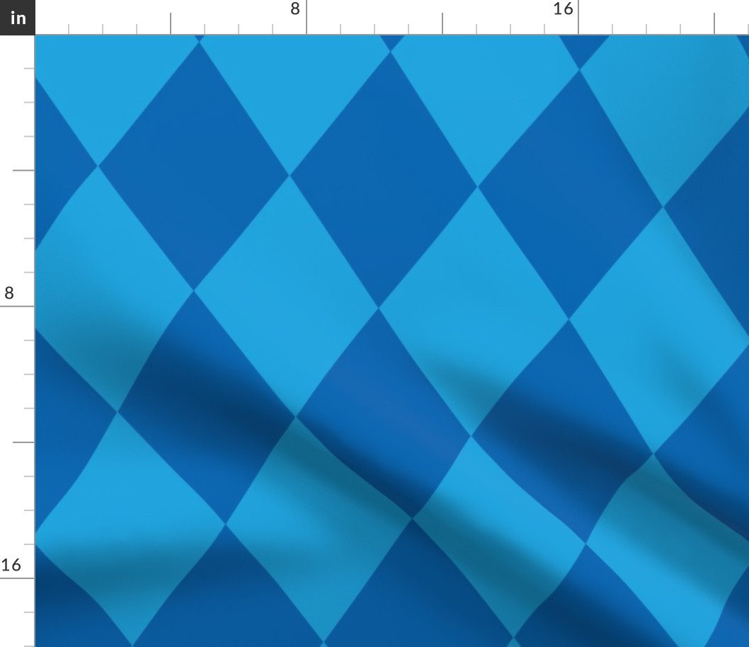 Oktoberfest 5 inch Bavarian Beer House Blue and Dark Blue Large Diagonal Diamond Pattern Fabric