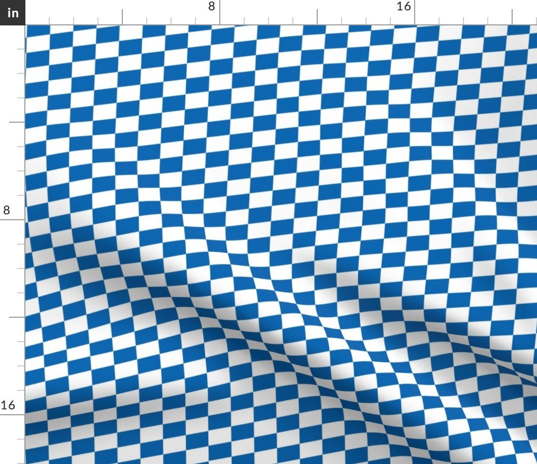 Oktoberfest Bavarian Beer House Blue and White Small Diagonal Diamond Pattern Fabric