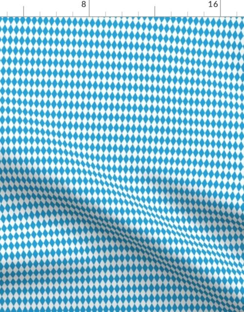 Oktoberfest Bavarian Blue and White Micro 3/4 inch Diagonal Diamond Pattern Fabric