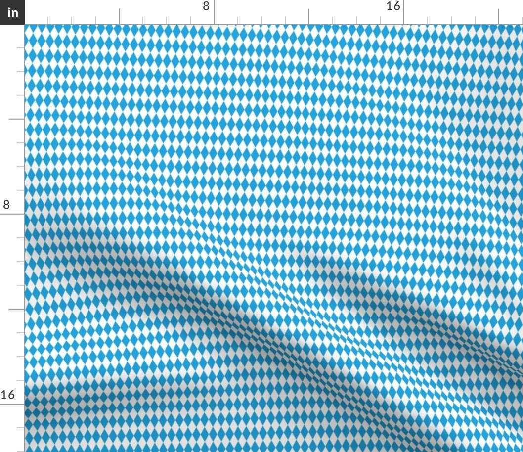 Oktoberfest Bavarian Blue and White Micro 3/4 inch Diagonal Diamond Pattern Fabric