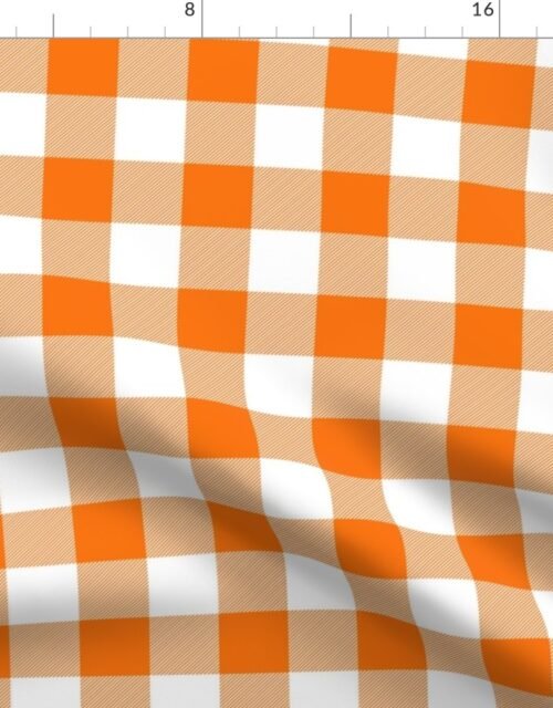 Orange and White Buffalo Check Gingham Plaid Fabric