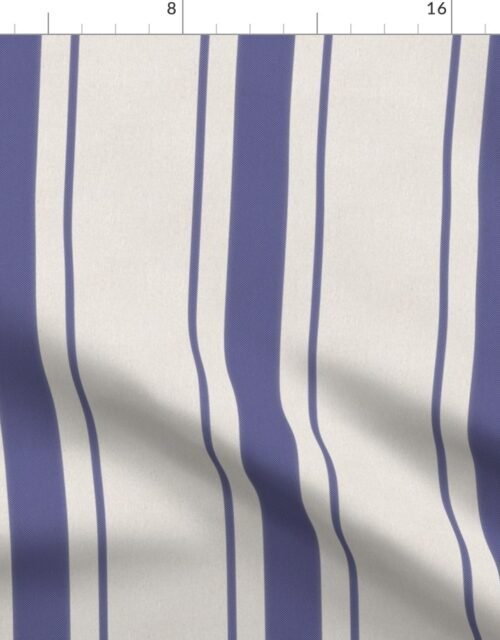 Periwinkle Blue Antique Vintage Mattress Ticking Stripe on Cream Fabric