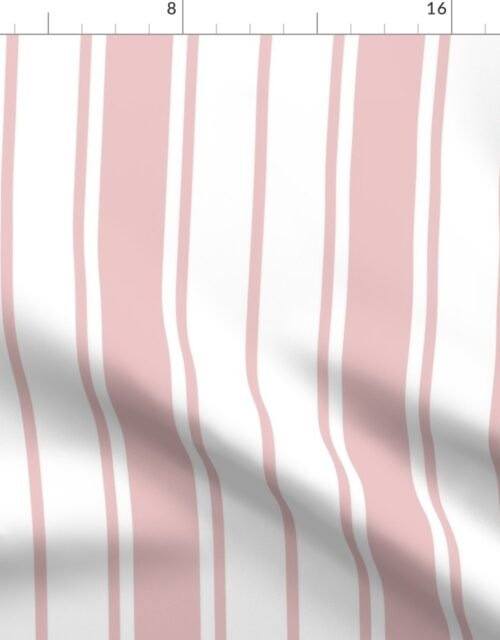 Pink and White Vertical French Stripe Fabric