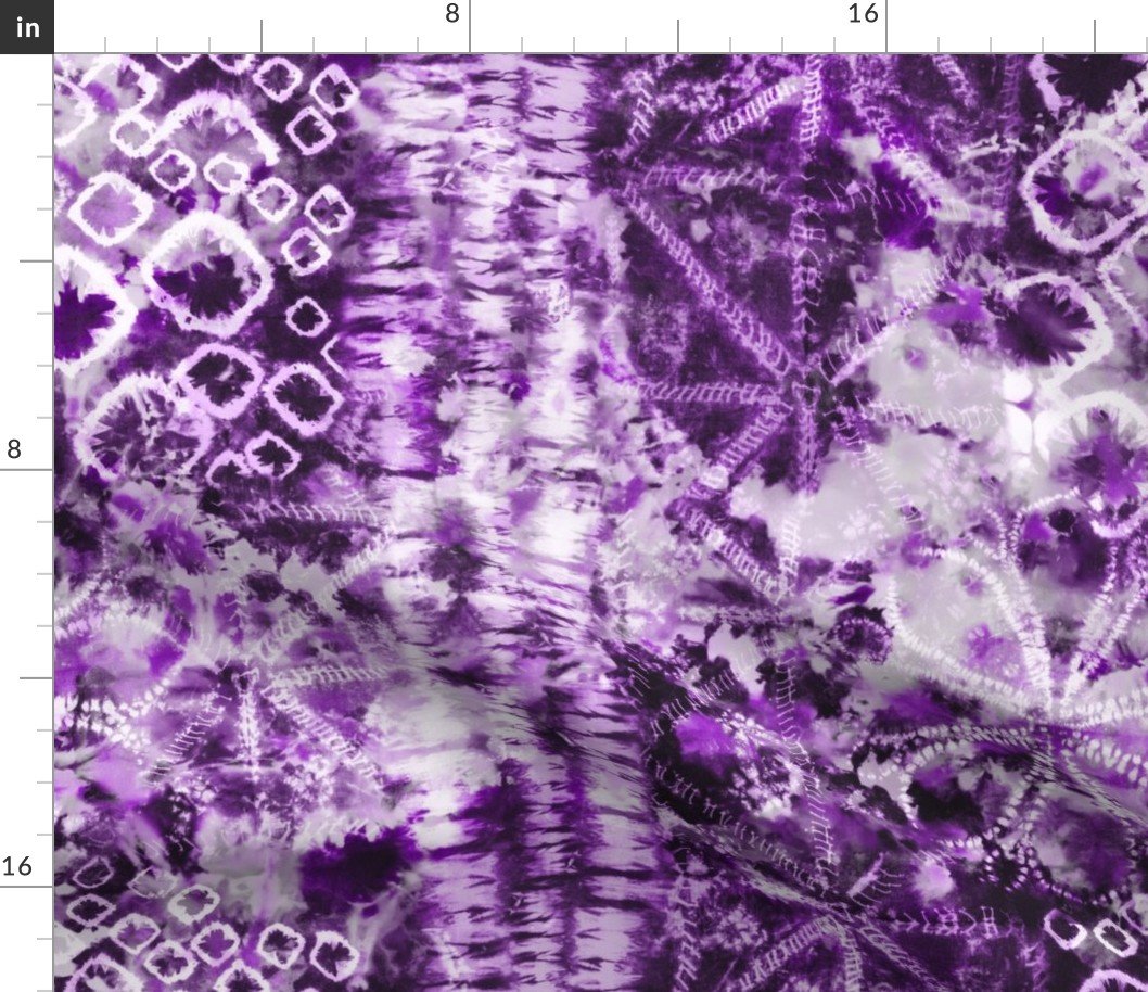 Purple Shades of Summer Tie Dye Batik Wax Tie Die Print Fabric