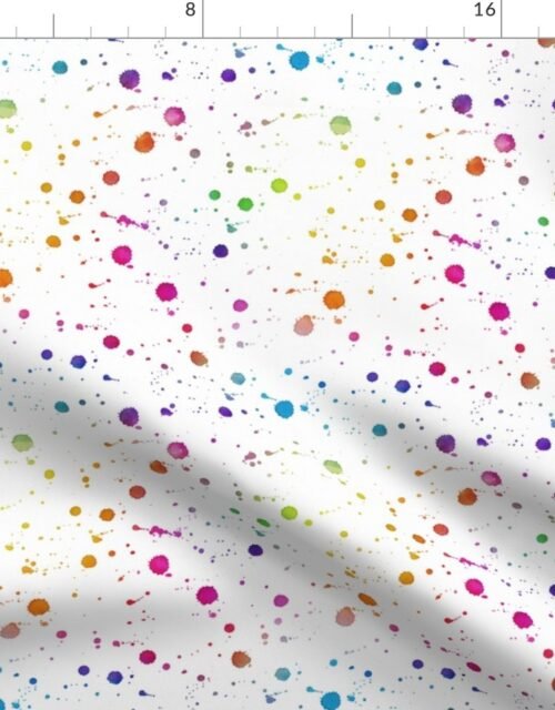 Rainbow Bright Pastel Watercolor Drops, Splatters and Dribbles Fabric