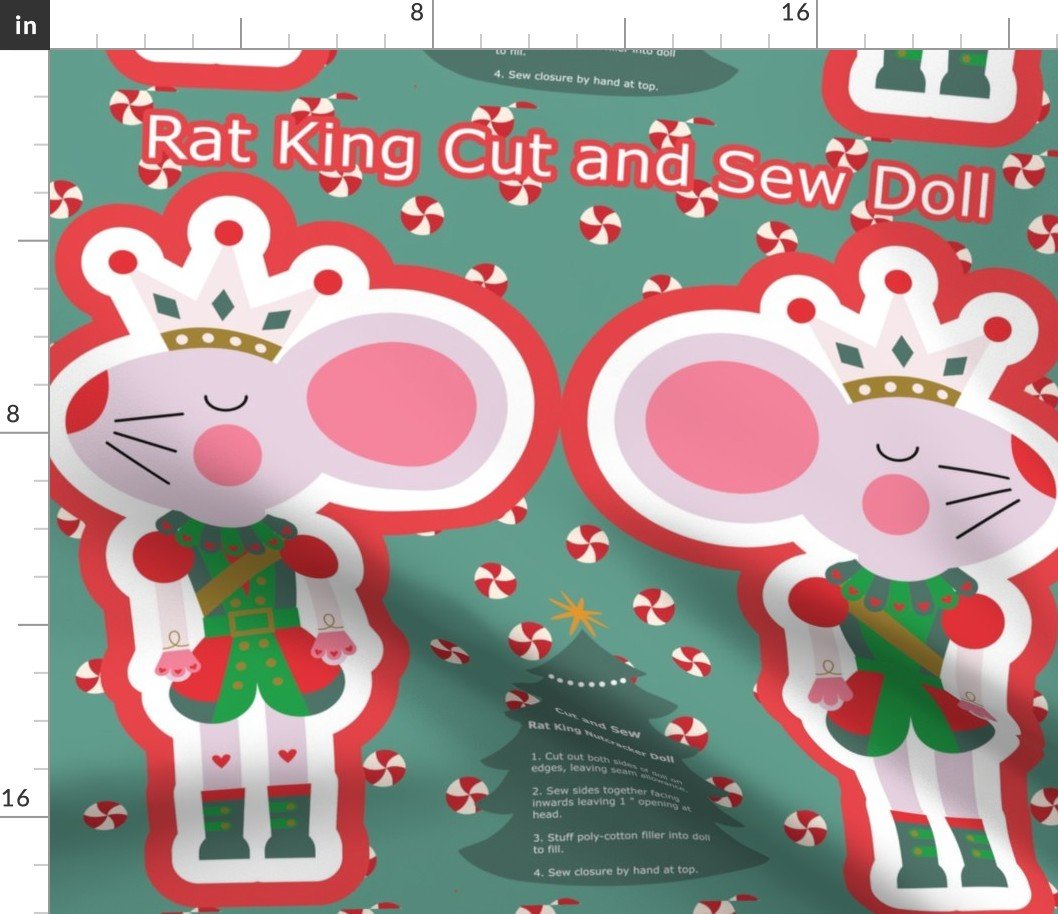 Rat King Cut and Sew Nutcracker Doll Cut and Sew Holiday Project Fabric