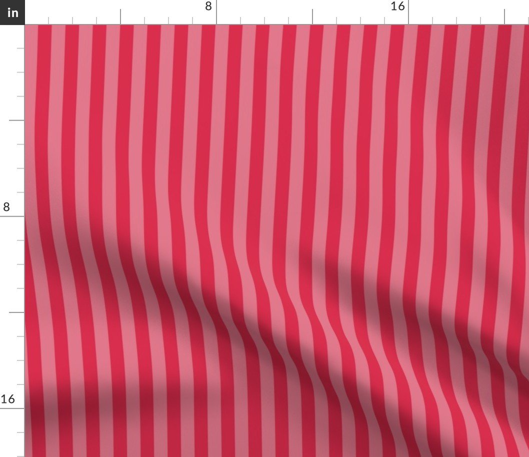Red Hot and Dark Pink 1 /2 Inch Vertical Cabana Stripes Fabric