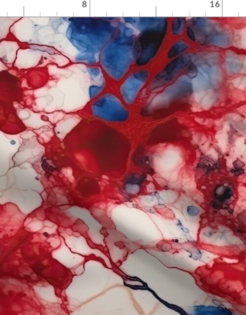 Red White and Blue Alcohol Ink UK Patriotic  Flag Colors Alcohol Ink Fabric