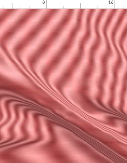 Red and White Micro 1/16 inch Horizontal Pin Stripes Fabric