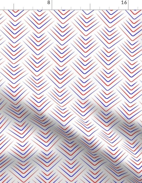 Red and White USA Jumbo Art Deco Chevrons Fabric