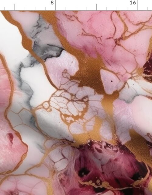 Rose Quartz and Gold Alcohol Ink 3 Fabric