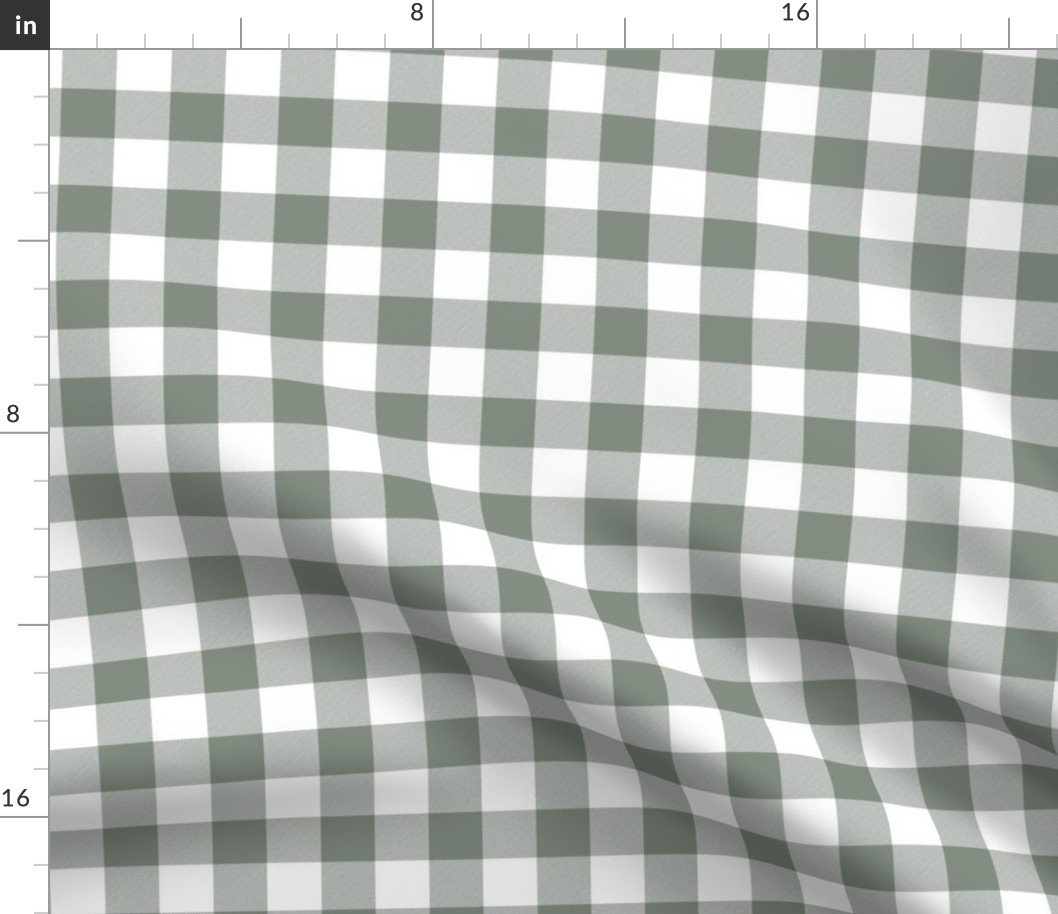 Sage Green and White One Inch Check French Provincial Spring Checkerboard Fabric