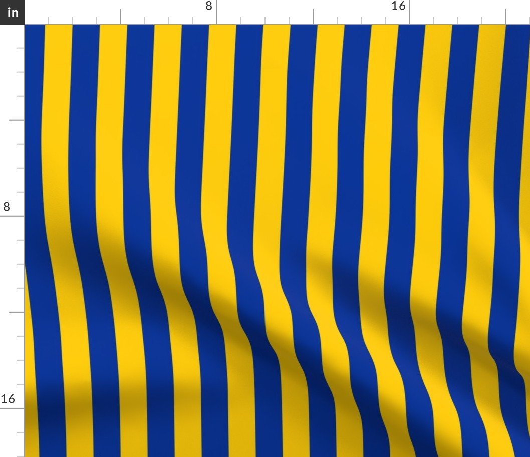 School Colors Vertical One Inch Stripe Blue and Gold Mairemont HS Fabric