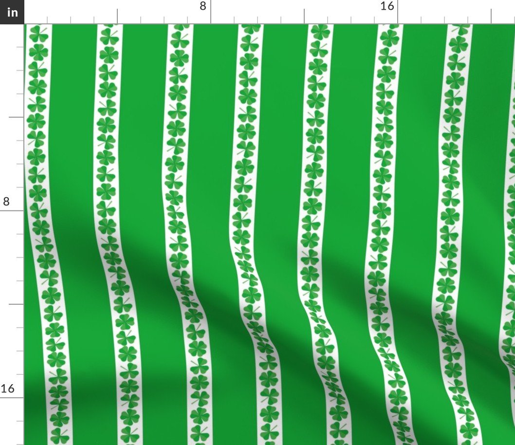 Single  Striped St. Patricks 3 and 4-Leafed Shamrocks in Kelly Green Fabric