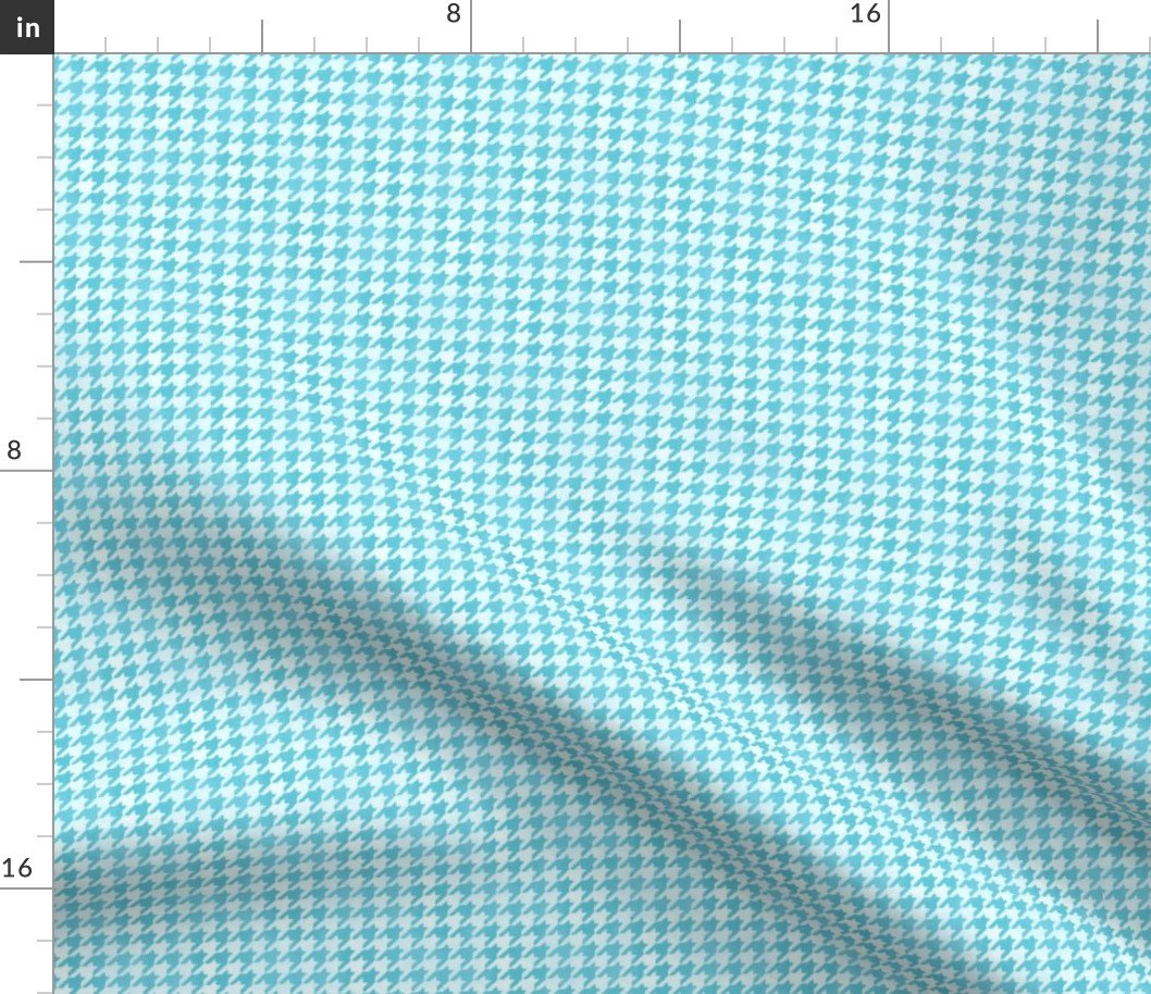 Small Aqua Blue and White Handpainted Houndstooth Check Watercolor Pattern Fabric