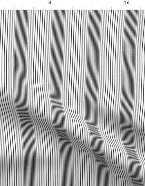 Small Banded Black and White French Chateau Art Deco Ticking Stripe Fabric