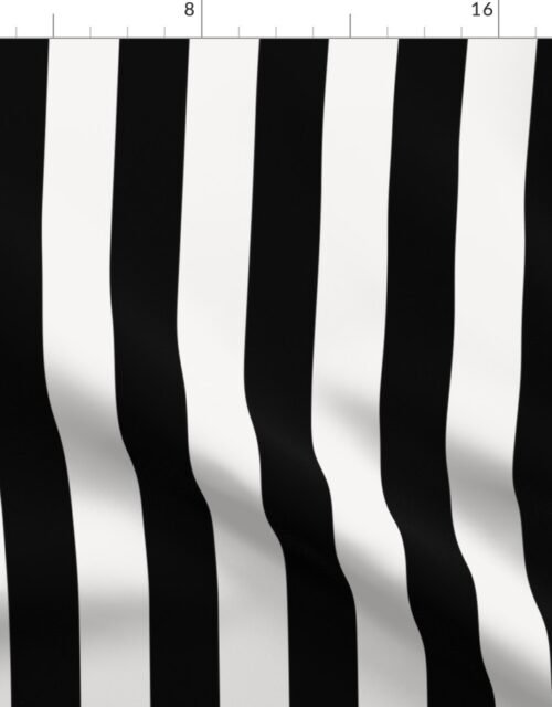 Small Black and Broken White Cabana Beach Vertical Stripe Fabric