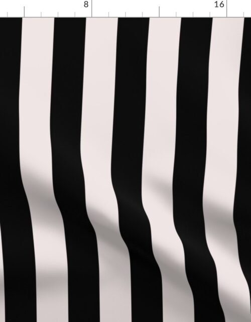 Small Black and Oyster White Cabana Beach Vertical Stripe Fabric