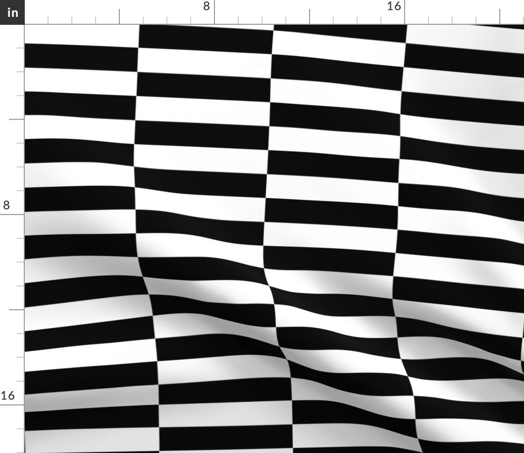 Small Black and White Optico Horizontal Staggered Blocks Fabric