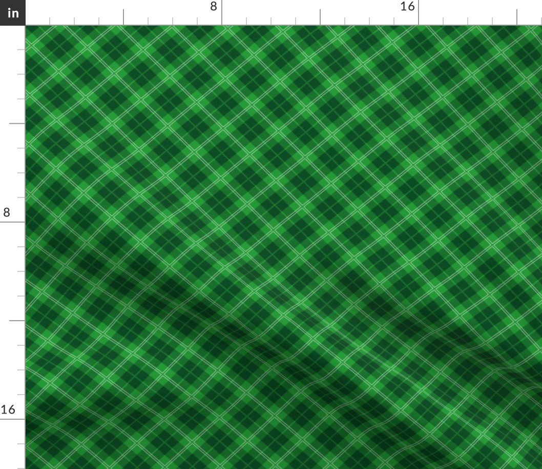 Small Bright Green and White St Patricks Day Irish Tartan Check Fabric