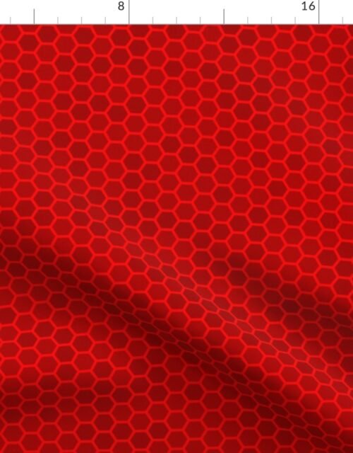 Small Bright Neon Red Honeycomb Bee Hive Hexagonal Design Fabric