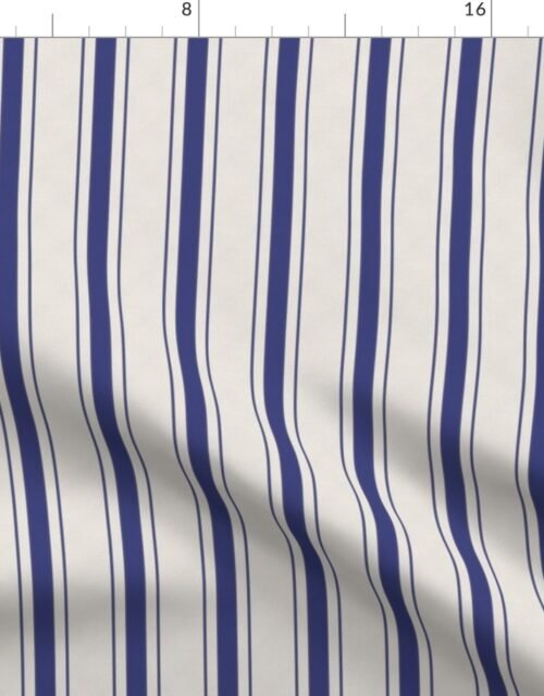 Small Cornflower Blue Antique Vintage Mattress Ticking Stripe on Cream Fabric