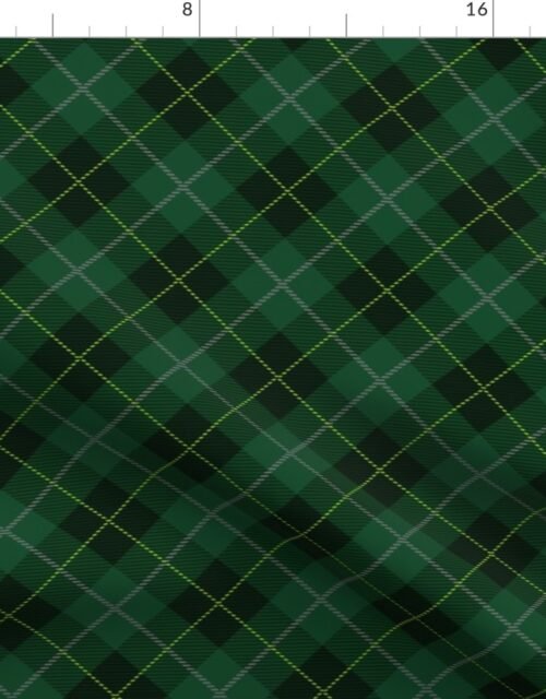 Small Dark Green with Yellow Line Seasonal Christmas  Tartan Check Plaid Fabric