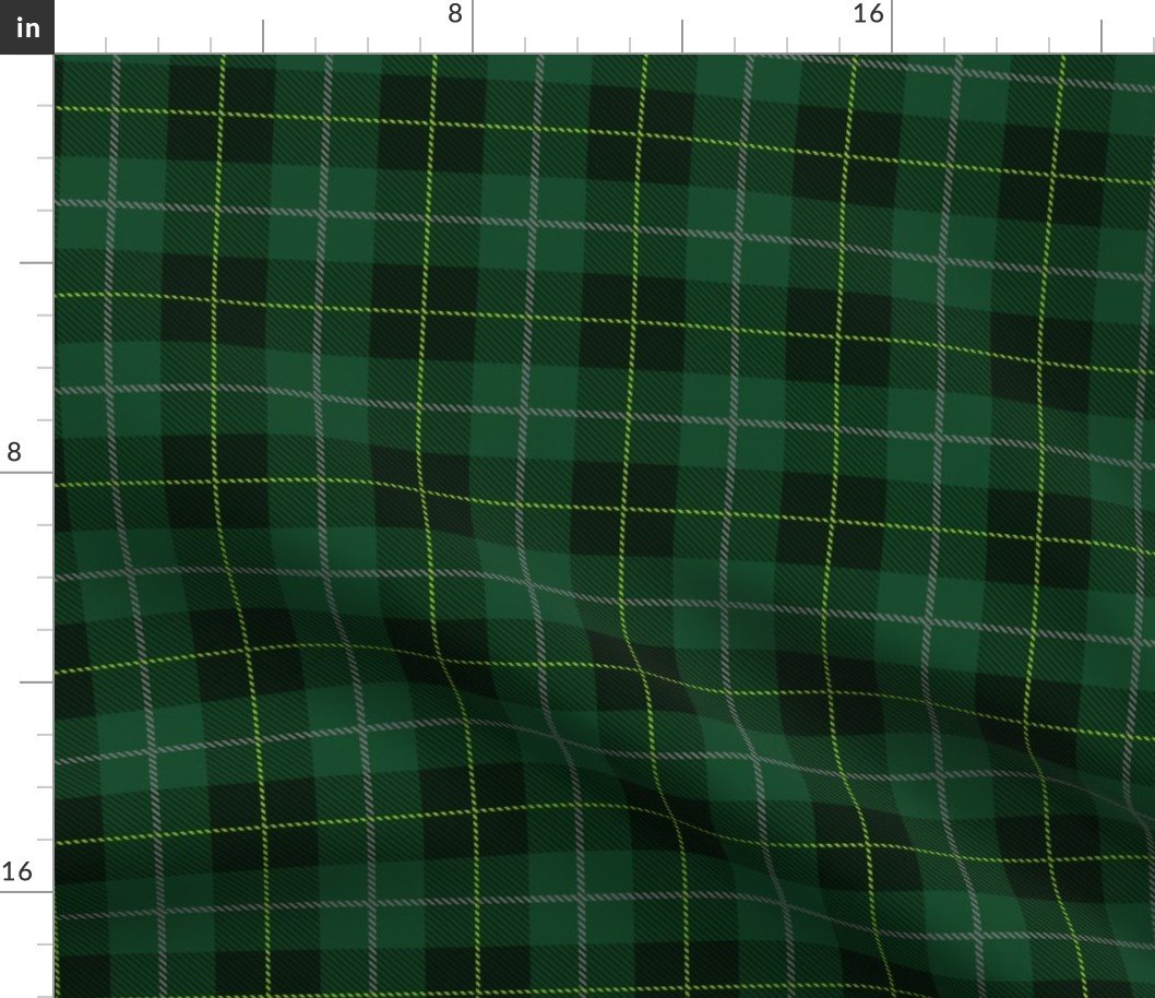 Small Dark Green with Yellow Line Seasonal Christmas  Tartan Check Plaid Fabric