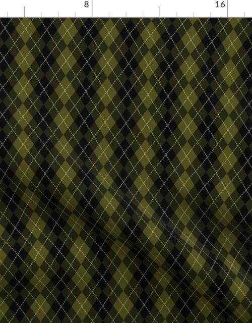 Small Dark Olive Argyle Diamond Check Fabric