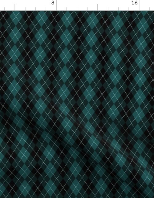 Small Dark Teal Argyle Diamond Check Fabric