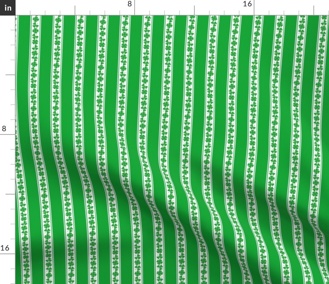 Small Double Striped St. Patricks 3 and 4-Leafed Shamrocks in Kelly Green Fabric