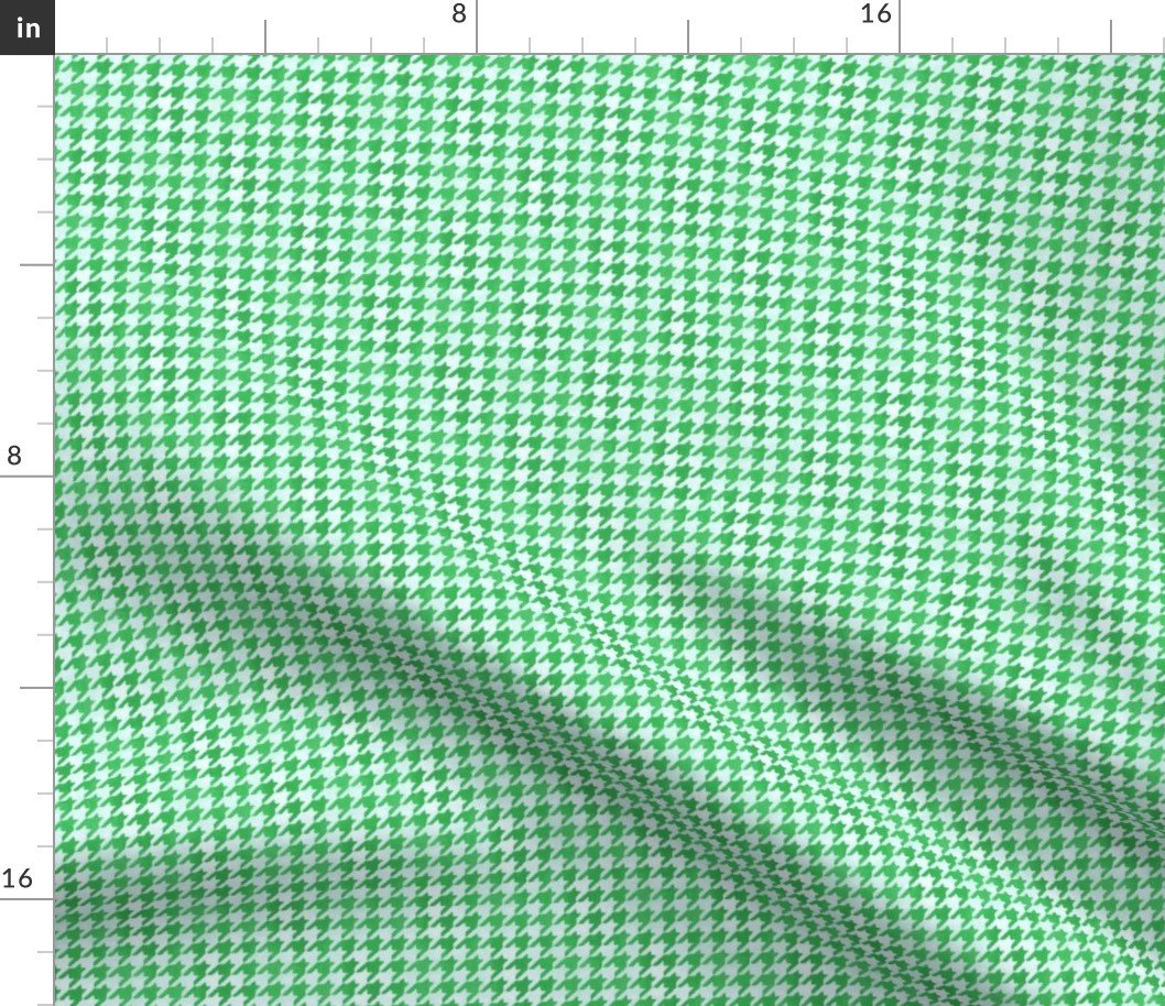 Small Fresh Green and White Handpainted Houndstooth Check Watercolor Pattern Fabric