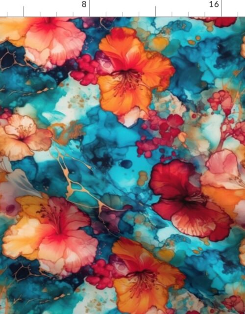 Small Hawaiian Alcohol Ink Fabric