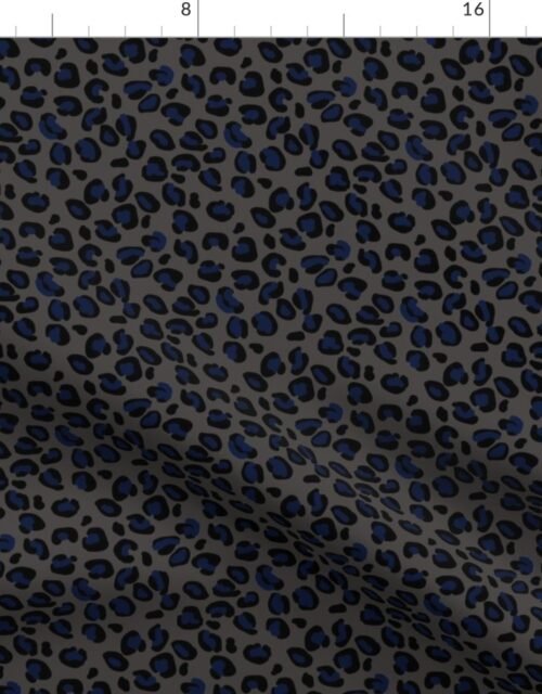 Small Leopard Moody Blue Spots on Sludge Fabric