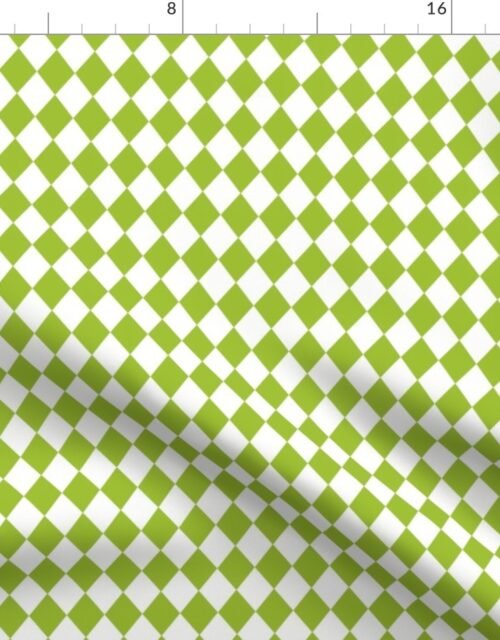 Small Lime and White Diamond Harlequin Check Pattern Fabric