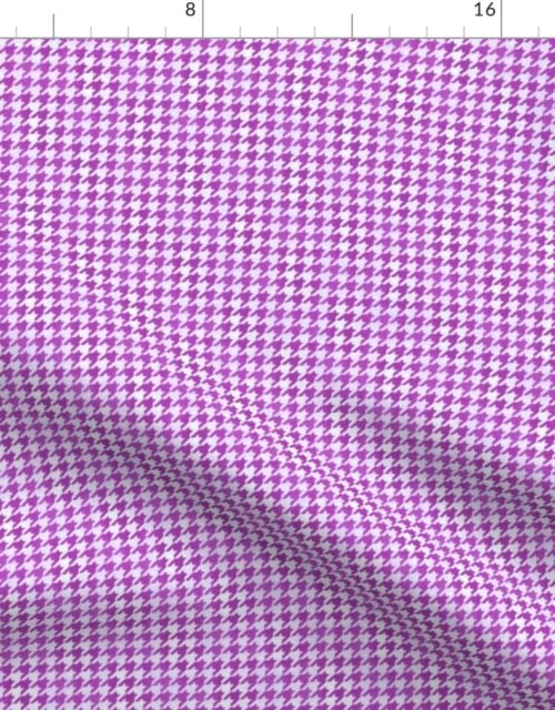 Small Magenta Purple and White Handpainted Houndstooth Check Watercolor Pattern Fabric