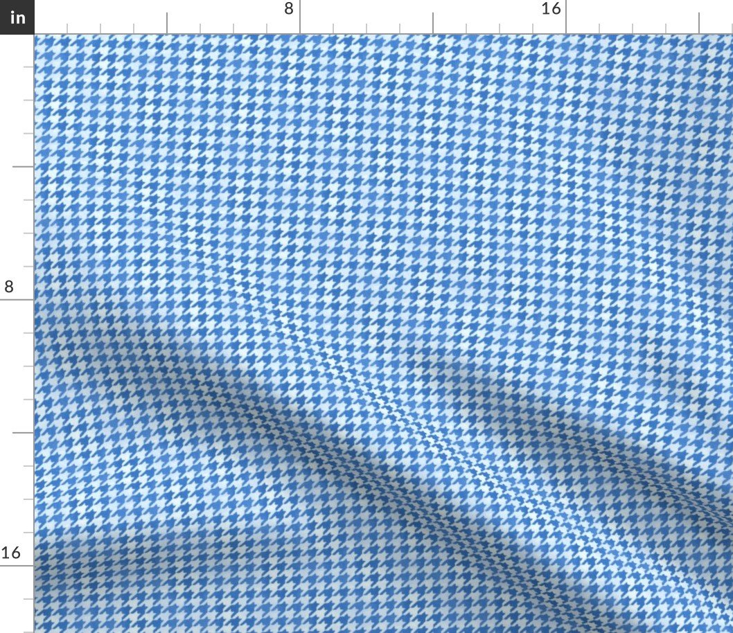 Small Mid Blue and White Handpainted Houndstooth Check Watercolor Pattern Fabric
