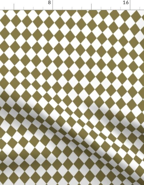 Small Moss and White Diamond Harlequin Check Pattern Fabric
