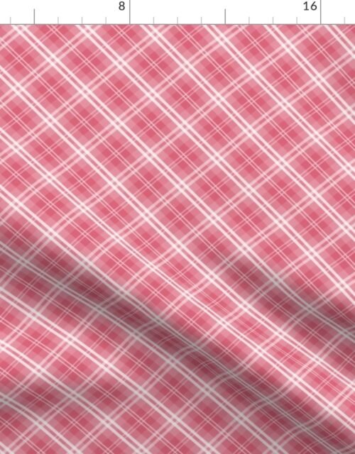 Small Nantucket Red and White Diagonal Tartan Plaid Check Fabric