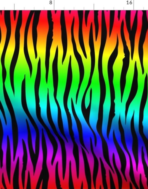 Small Neon Rainbow Zebra Stripes Animal Print Fabric