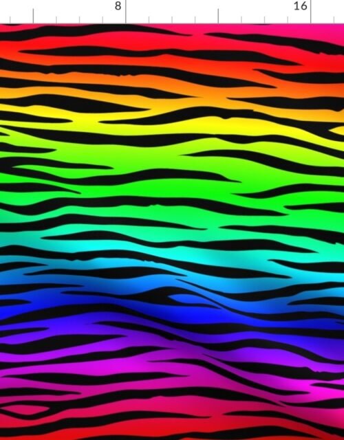 Small Neon Rainbow Zebra Stripes Animal Print Fabric
