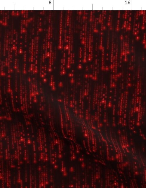 Small Neon Red Digital Rain Computer Code Fabric