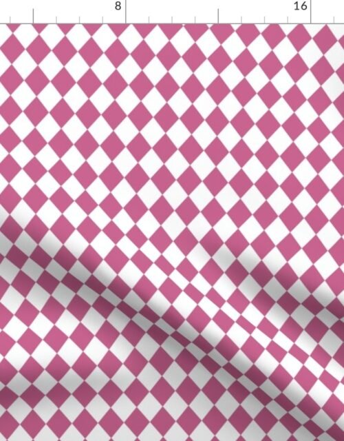 Small Peony and White Diamond Harlequin Check Pattern Fabric