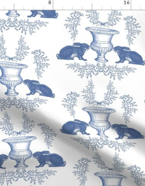 Small Rabbit Blue Toile de Jouy Fabric